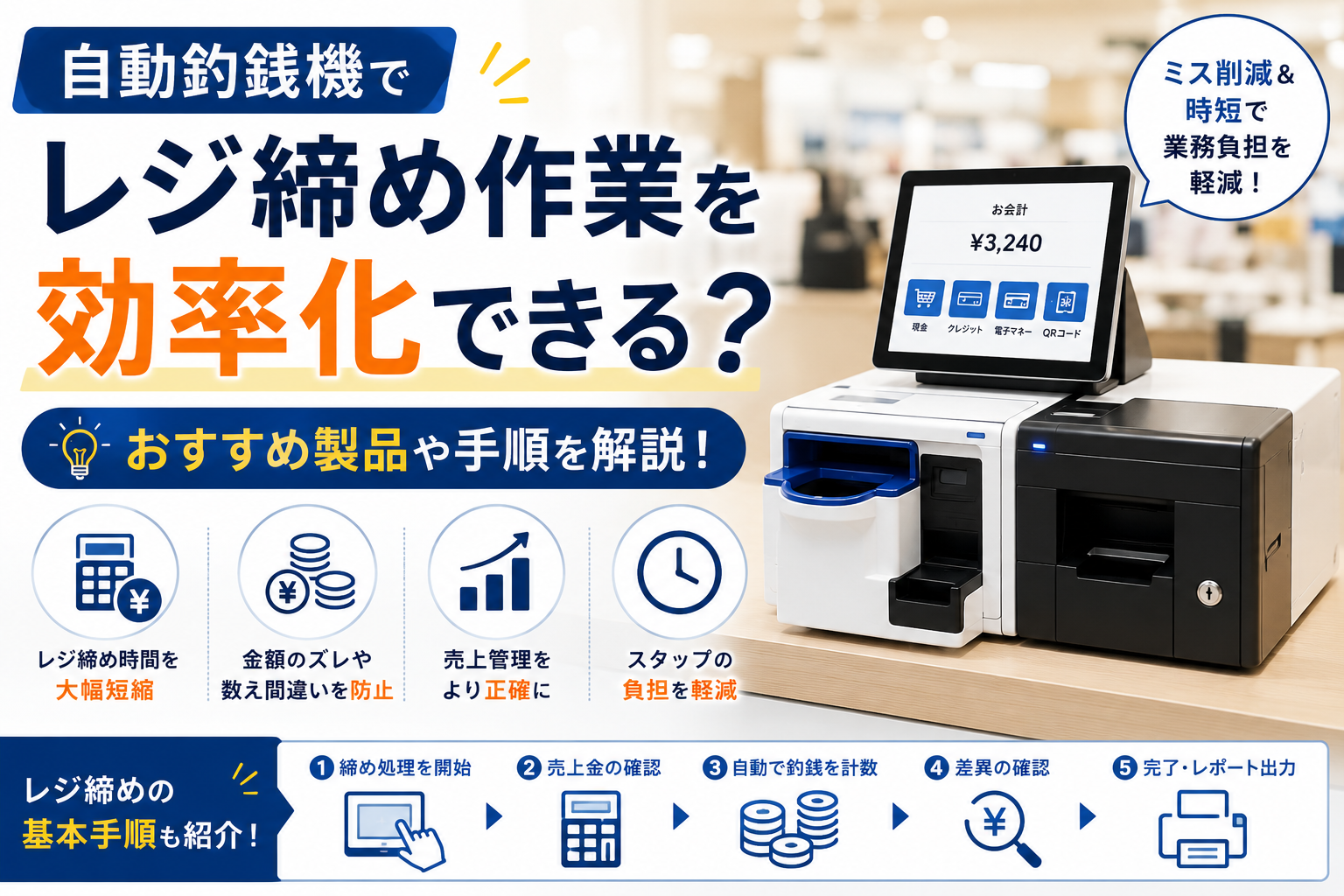 自動釣銭機のレジ締め