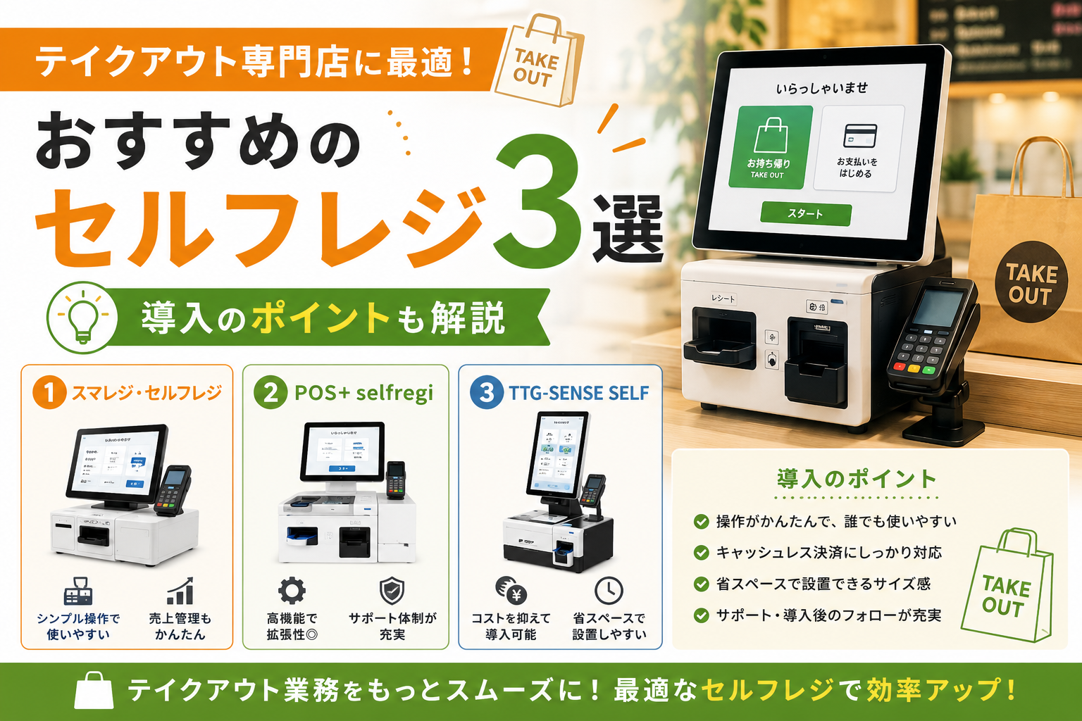 テイクアウト専門店のセルフレジ