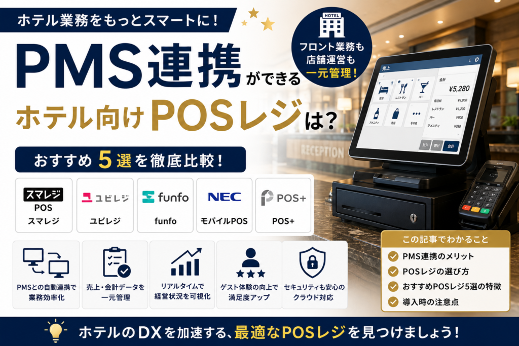 PMS連携ができるホテル向けPOSレジ