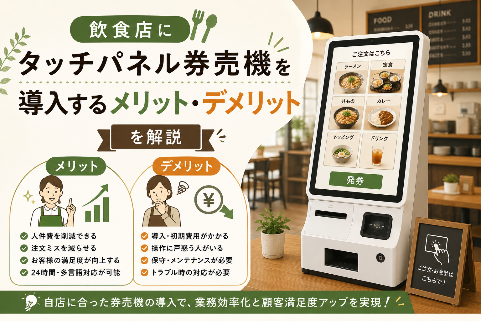 飲食店のタッチパネル券売機のメリット・デメリット