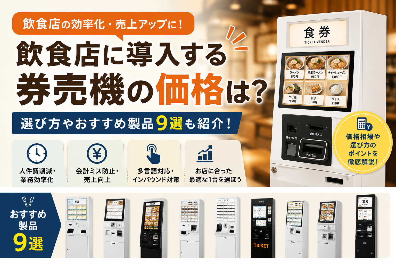 飲食店の券売機の価格