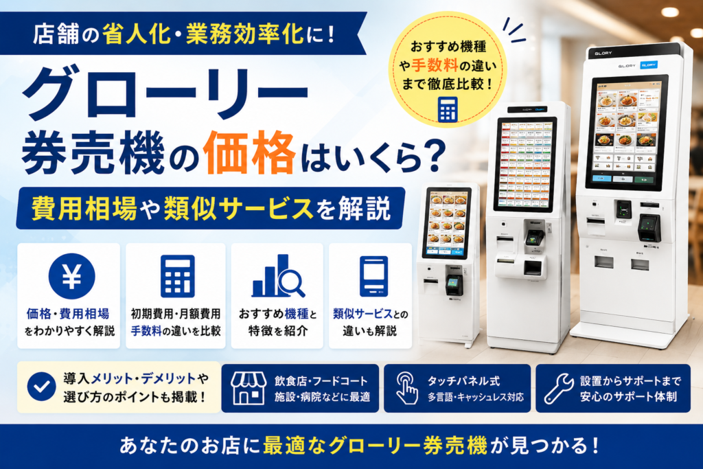 グローリー券売機の価格はいくら？費用相場や類似サービスを解説