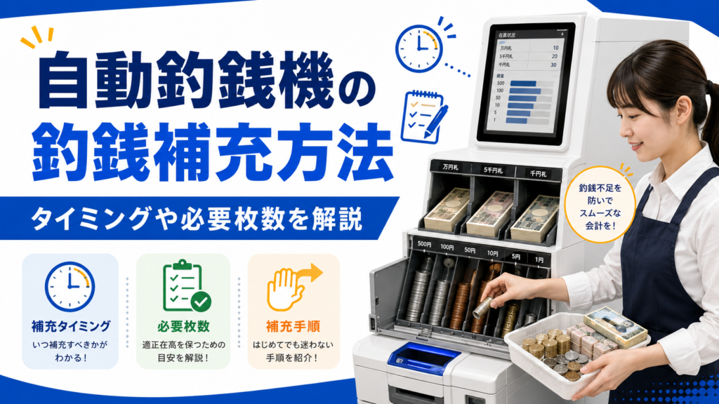 自動釣銭機の釣銭補充方法とは？タイミングや必要枚数を解説