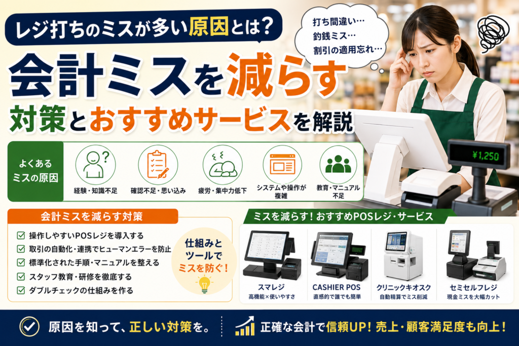レジ打ちのミスが多い原因とは？会計ミスを減らす対策とおすすめサービスを解説